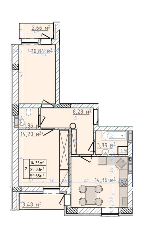 2-кімнатна 56.65 м² в ЖК Сонячні Пагорби від 14 000 грн/м², м. Пустомити