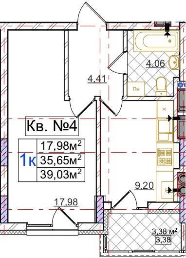 1-комнатная 39.03 м² в ЖК Сихов Яркий от застройщика, Львов