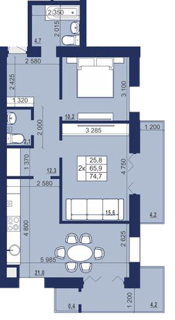 2-кімнатна 74.7 м² в ЖК Набережний від 12 500 грн/м², м. Червоноград