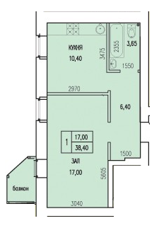 1-кімнатна 38.4 м² в ЖК Затишний від забудовника, Дніпро