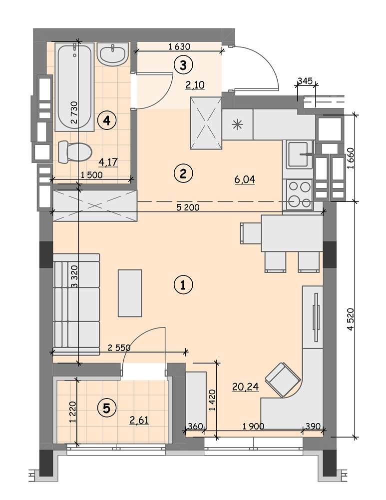 1-кімнатна 35.15 м² в ЖК Ідея від 17 500 грн/м², с. Гнідин