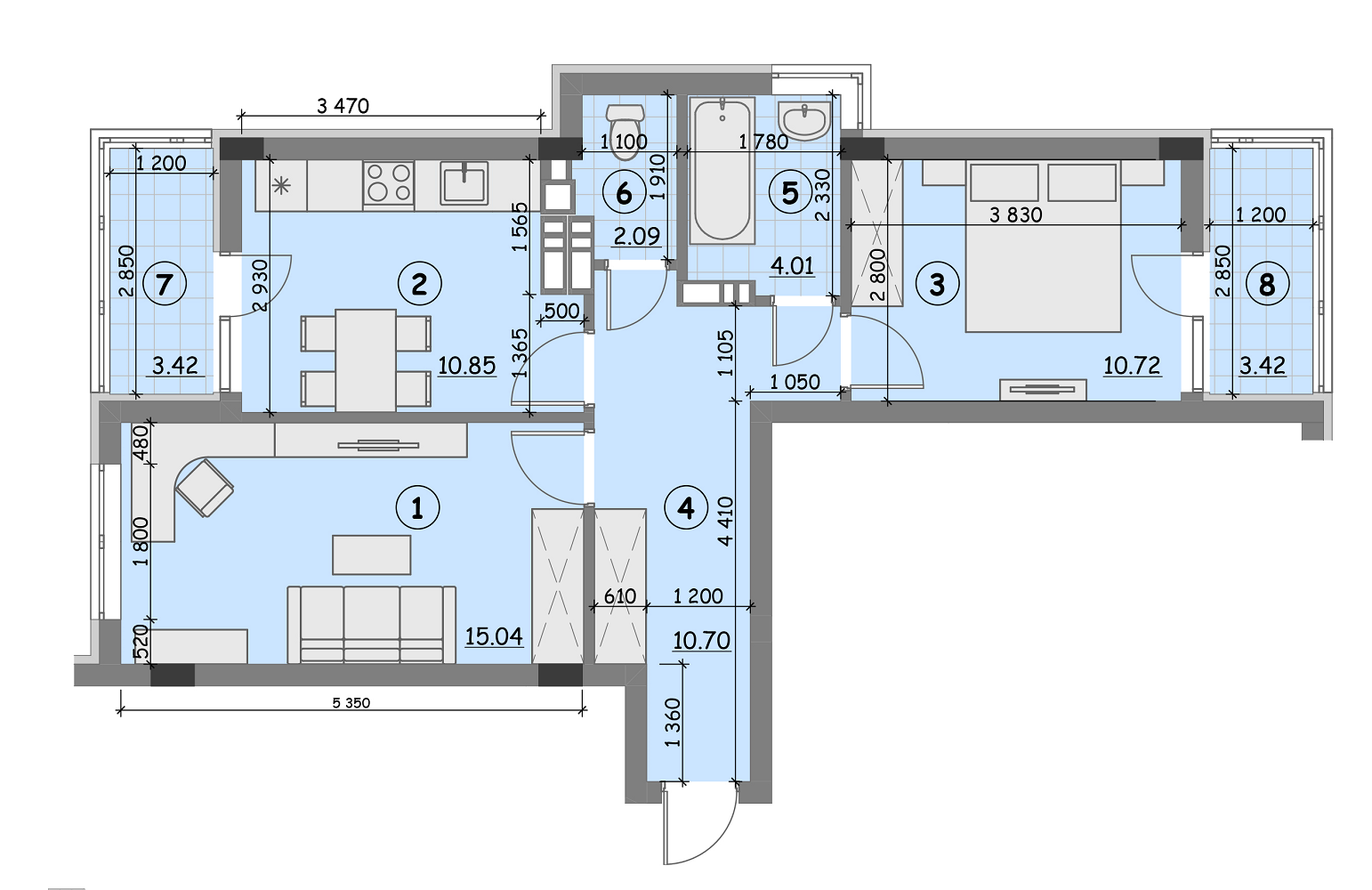 2-комнатная 60.25 м² в ЖК Идея от 14 800 грн/м², с. Гнедин
