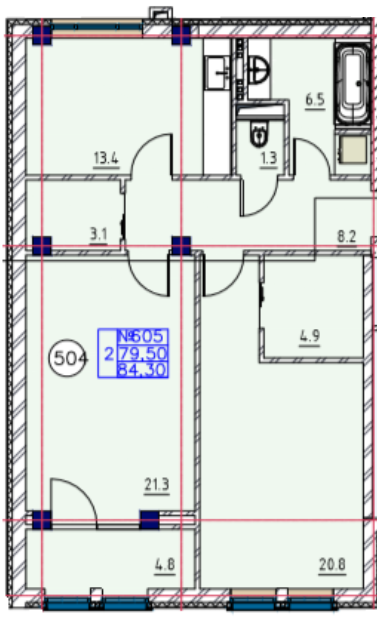 2-комнатная 84.3 м² в ЖК Пространство на Шмидта от застройщика, Одесса