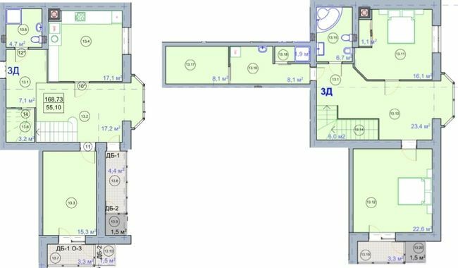 Двухуровневая 168.73 м² в ЖК на ул. Первомайская, 7 от 18 100 грн/м², г. Бердянск