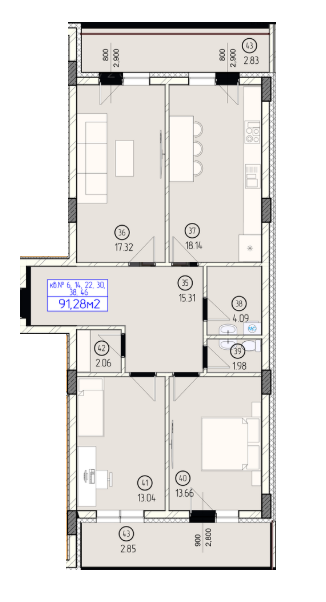 3-кімнатна 91.28 м² в ЖК Будапешт від 31 750 грн/м², Ужгород