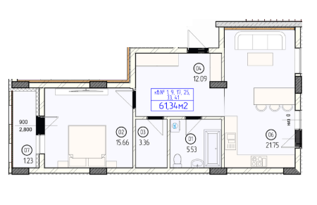 2-кімнатна 61.34 м² в ЖК Будапешт від 24 650 грн/м², Ужгород