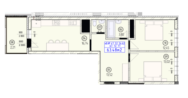 2-комнатная 63.48 м² в ЖК Будапешт от 27 450 грн/м², Ужгород