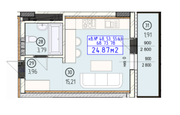 Студия 24.87 м² в ЖК Будапешт от 27 450 грн/м², Ужгород