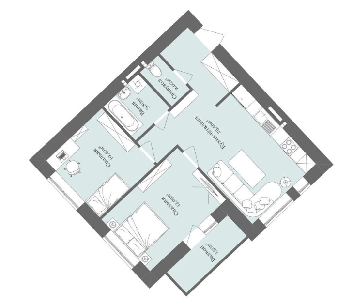 2-комнатная 56.1 м² в ЖК West Towers от 15 050 грн/м², Ужгород