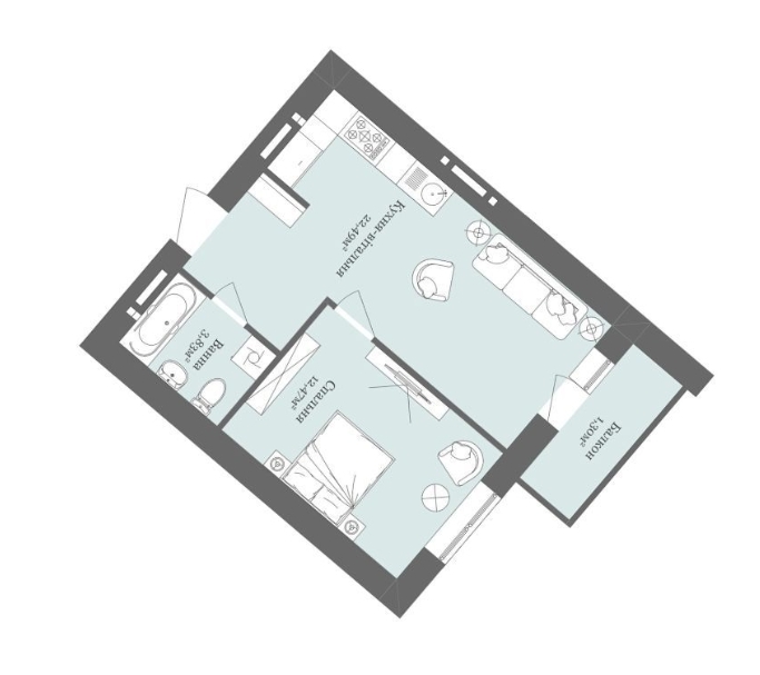 1-кімнатна 40.1 м² в ЖК West Towers від 15 050 грн/м², Ужгород
