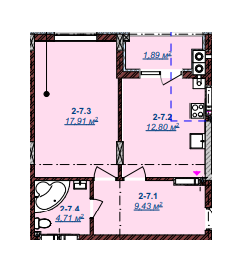 1-кімнатна 46.7 м² в ЖК Щасливий від 13 600 грн/м², Ужгород