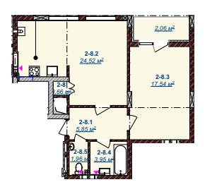 2-кімнатна 56.5 м² в ЖК Щасливий від 13 350 грн/м², Ужгород