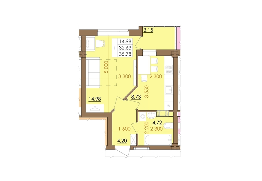 1-кімнатна 35.78 м² в ЖК Європейський квартал від 14 200 грн/м², Полтава