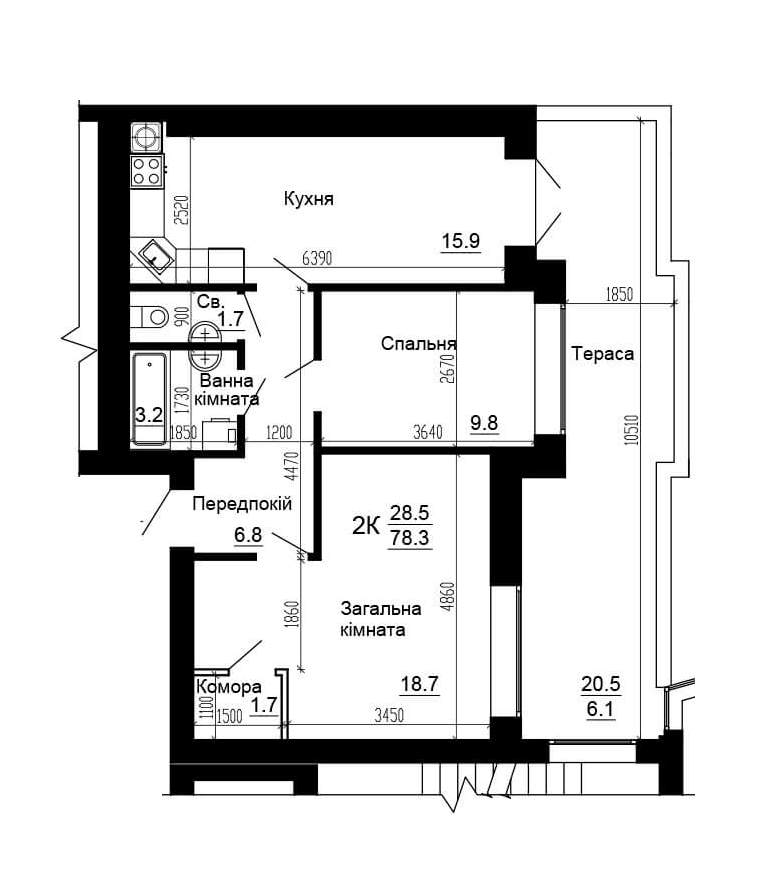 2-комнатная 63.9 м² в ЖК Bavaria City от 15 200 грн/м², с. Крюковщина