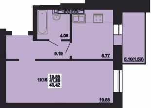 1-комнатная 43.42 м² в ЖК Мирный от 18 500 грн/м², с. Россошенцы