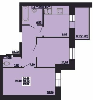 2-комнатная 50.65 м² в ЖК Мирный от 18 000 грн/м², с. Россошенцы