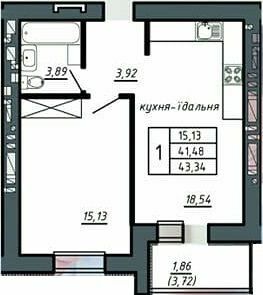 1-комнатная 43.34 м² в ЖК Комфорт Лайф от 11 000 грн/м², г. Чортков