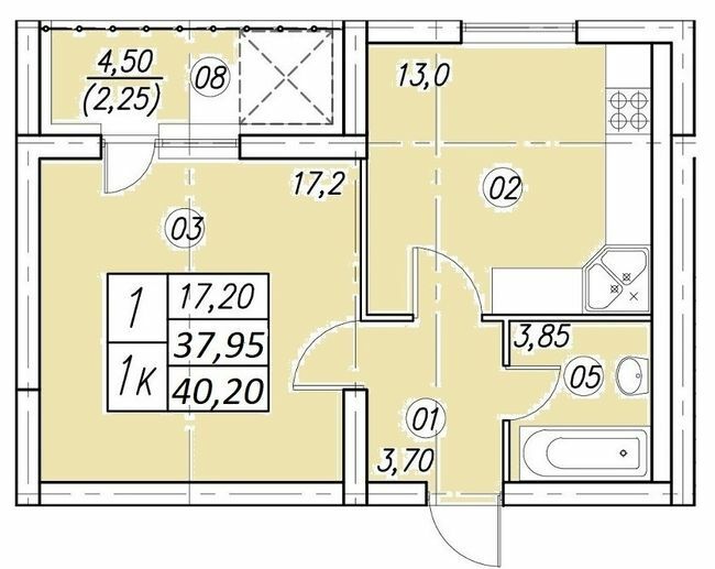 1-кімнатна 40.2 м² в ЖК Аквамарин від 14 500 грн/м², Тернопіль