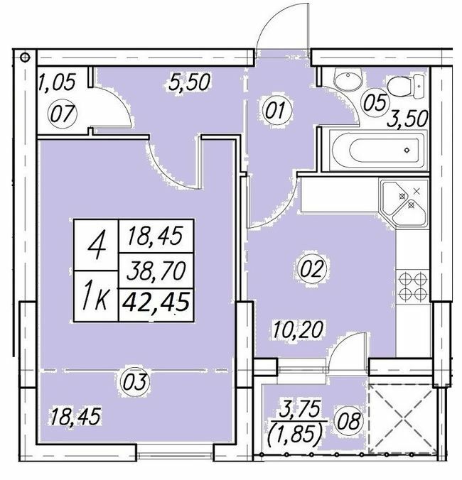 1-комнатная 42.45 м² в ЖК Аквамарин от 14 500 грн/м², Тернополь