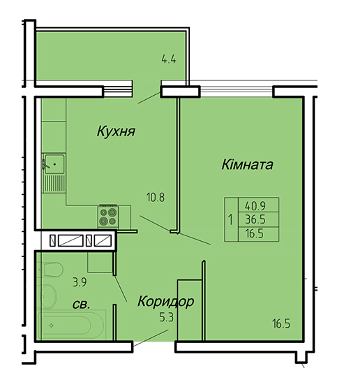 1-комнатная 40.9 м² в ЖК Atlanta Tower от 16 450 грн/м², Тернополь