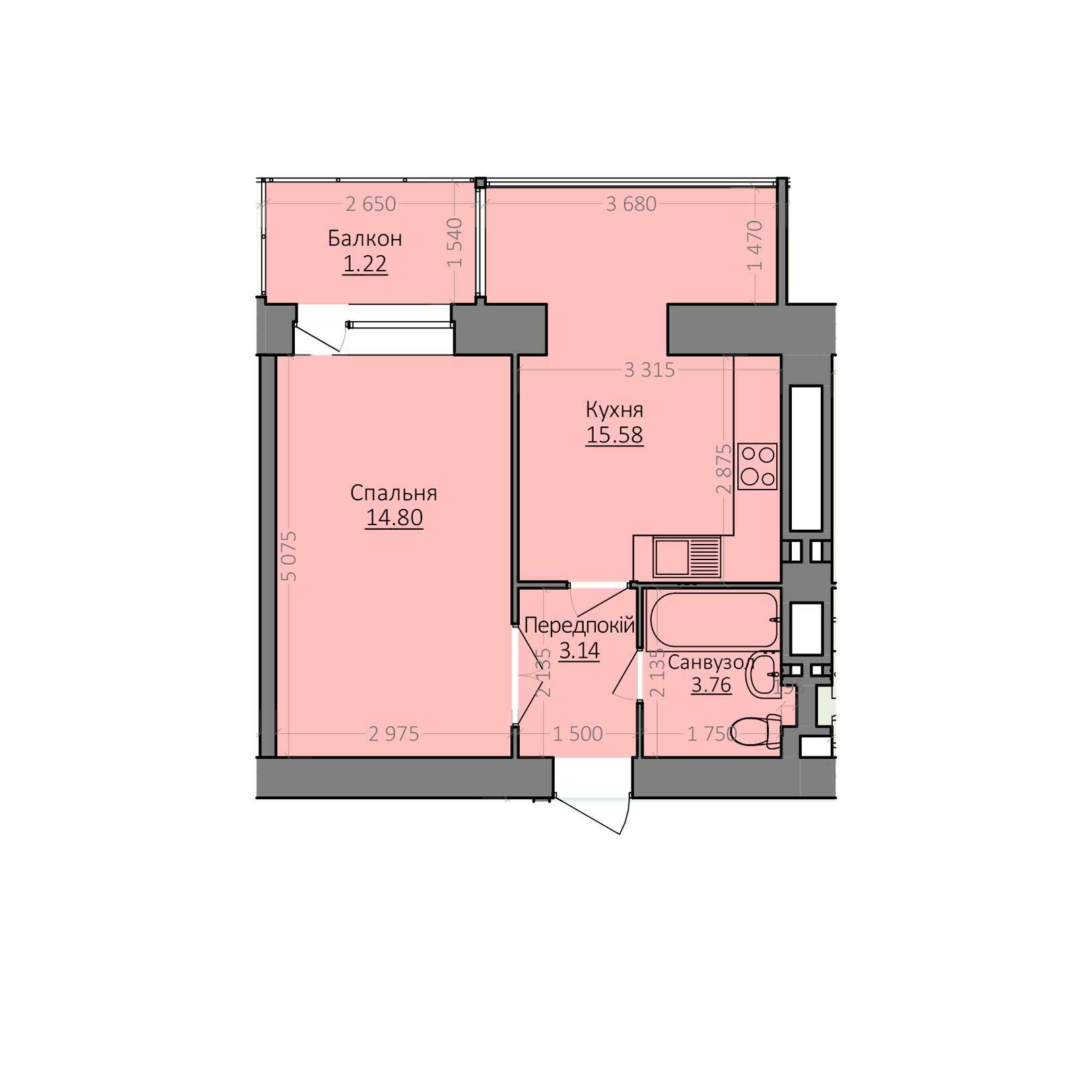 1-комнатная 38.5 м² в ЖК Эгоист от 11 000 грн/м², Хмельницкий