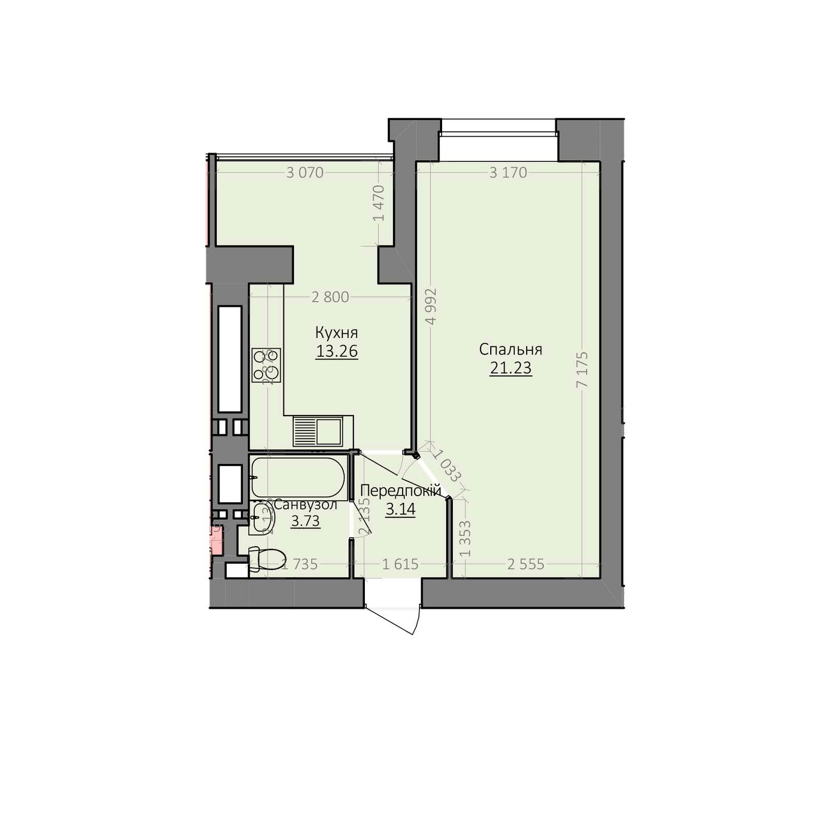 1-комнатная 41.36 м² в ЖК Эгоист от 11 000 грн/м², Хмельницкий