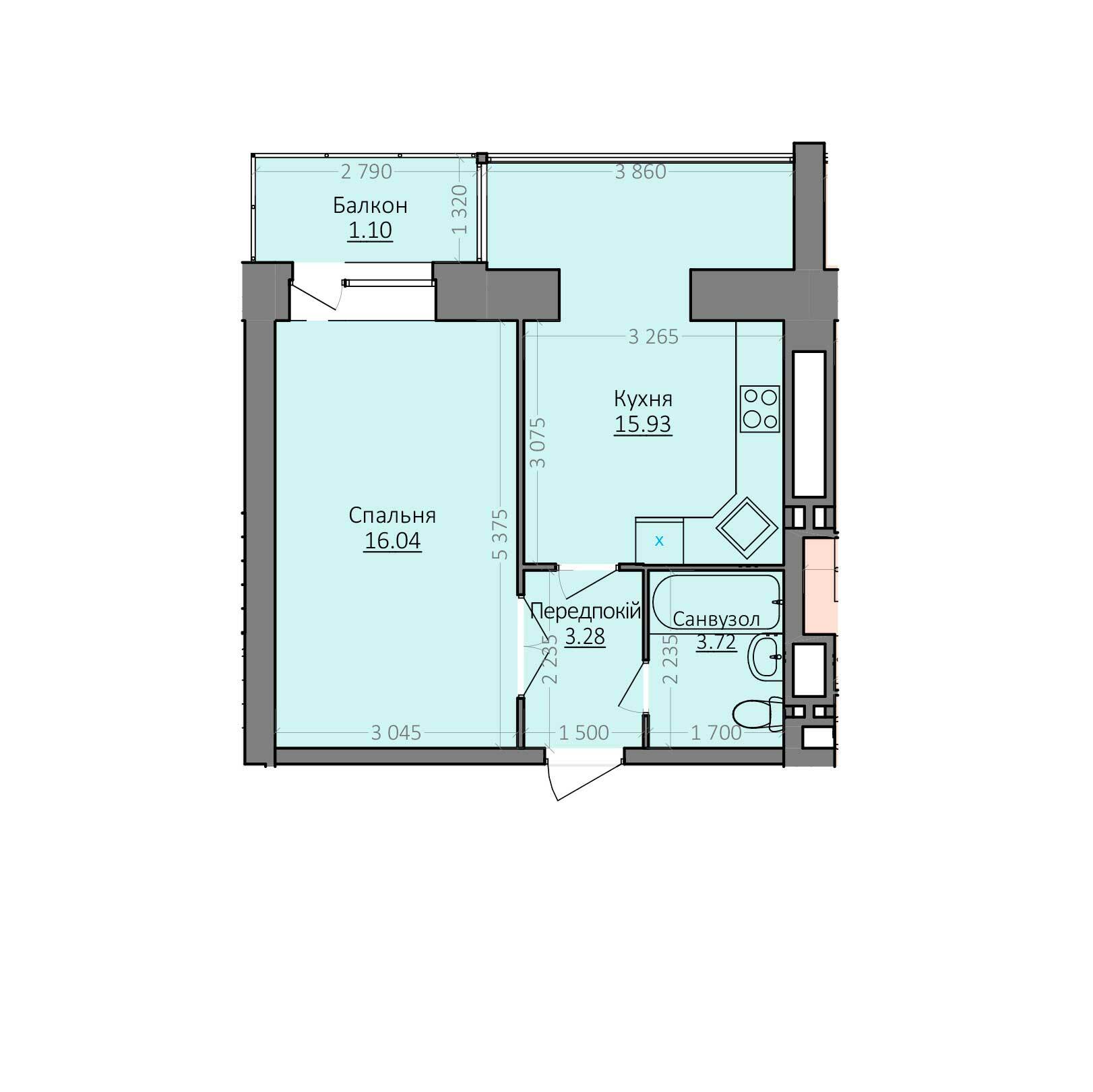 1-комнатная 40.07 м² в ЖК Эгоист от 11 000 грн/м², Хмельницкий