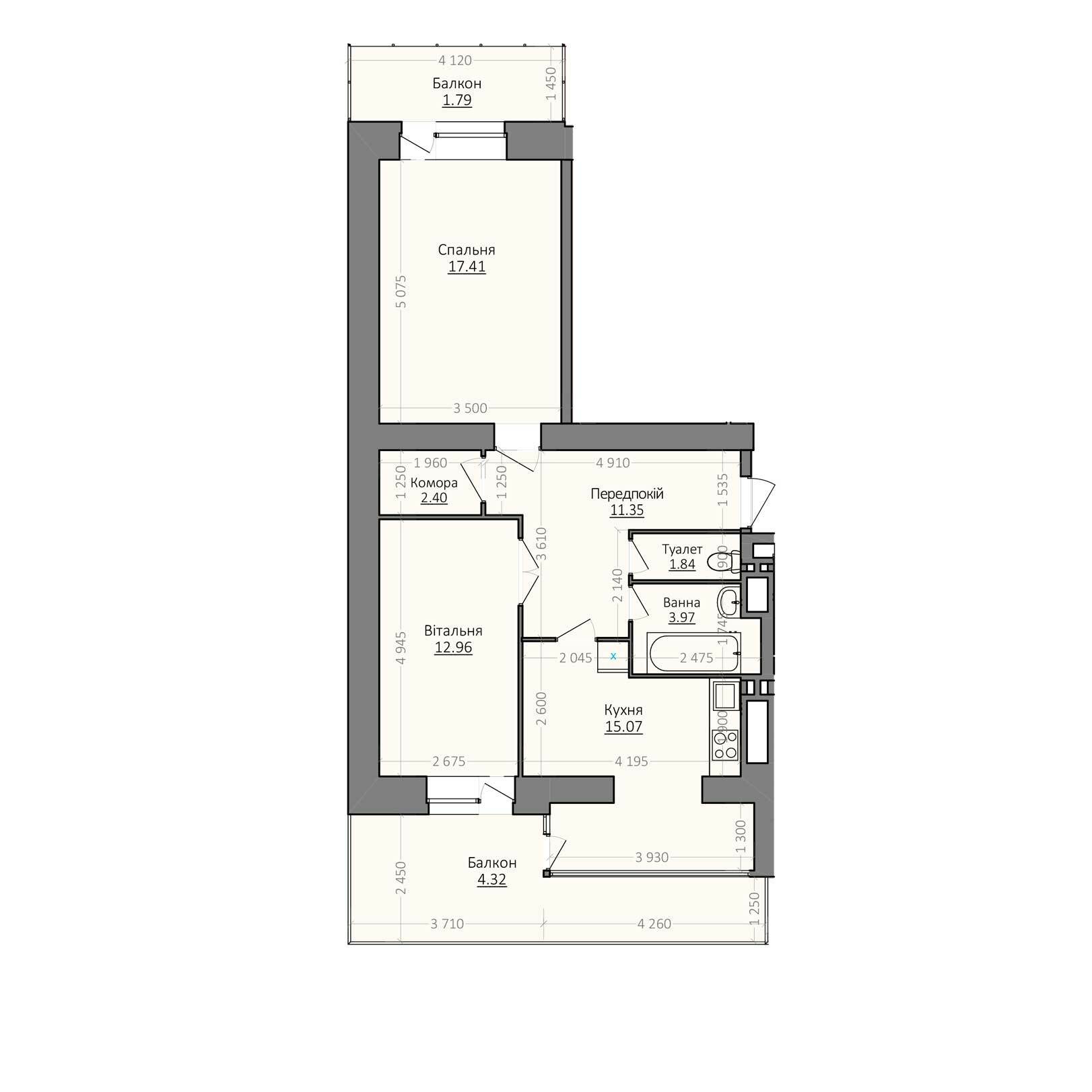 2-комнатная 71.11 м² в ЖК Эгоист от 11 000 грн/м², Хмельницкий