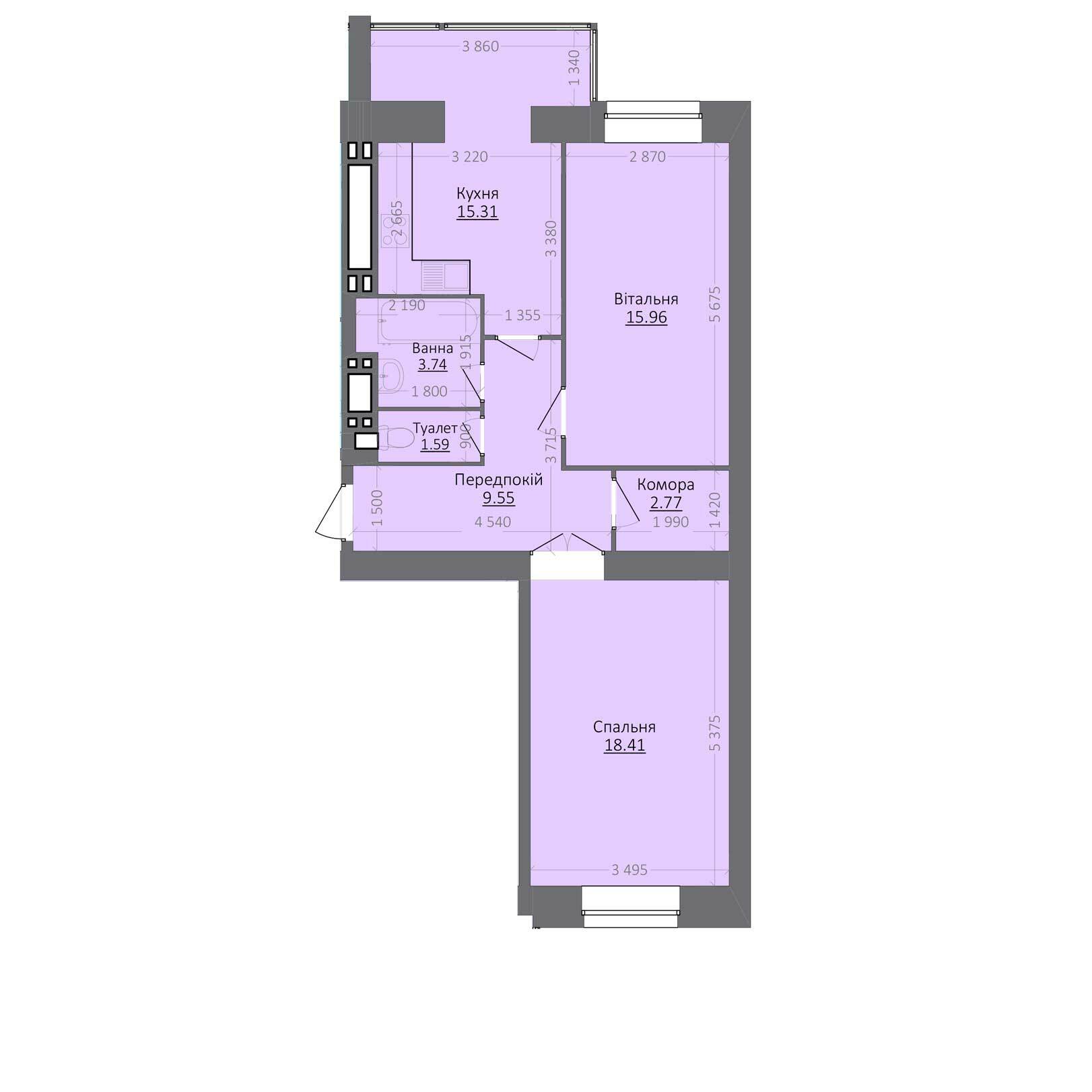 2-комнатная 67.33 м² в ЖК Эгоист от 11 000 грн/м², Хмельницкий