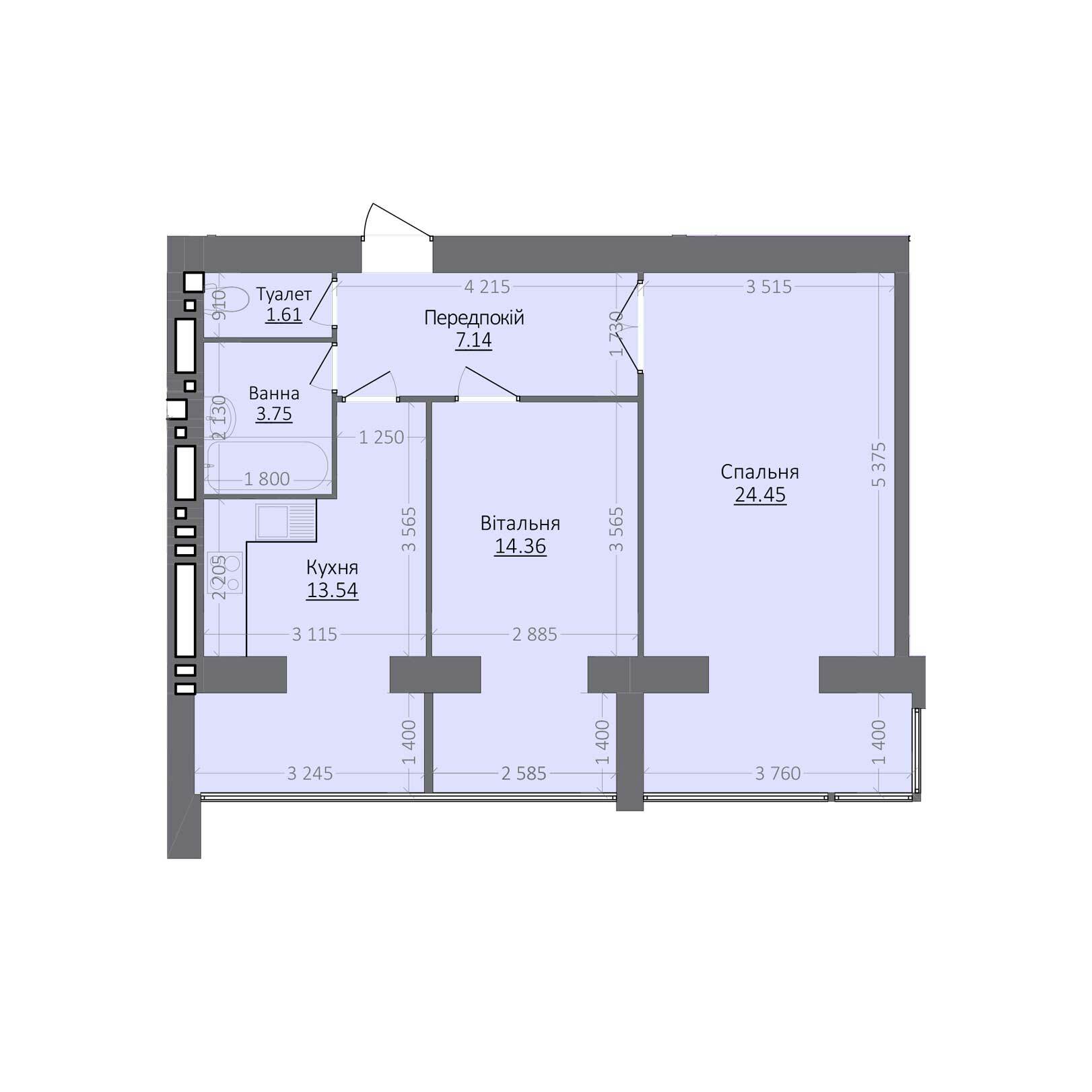 2-комнатная 64.85 м² в ЖК Эгоист от 11 000 грн/м², Хмельницкий