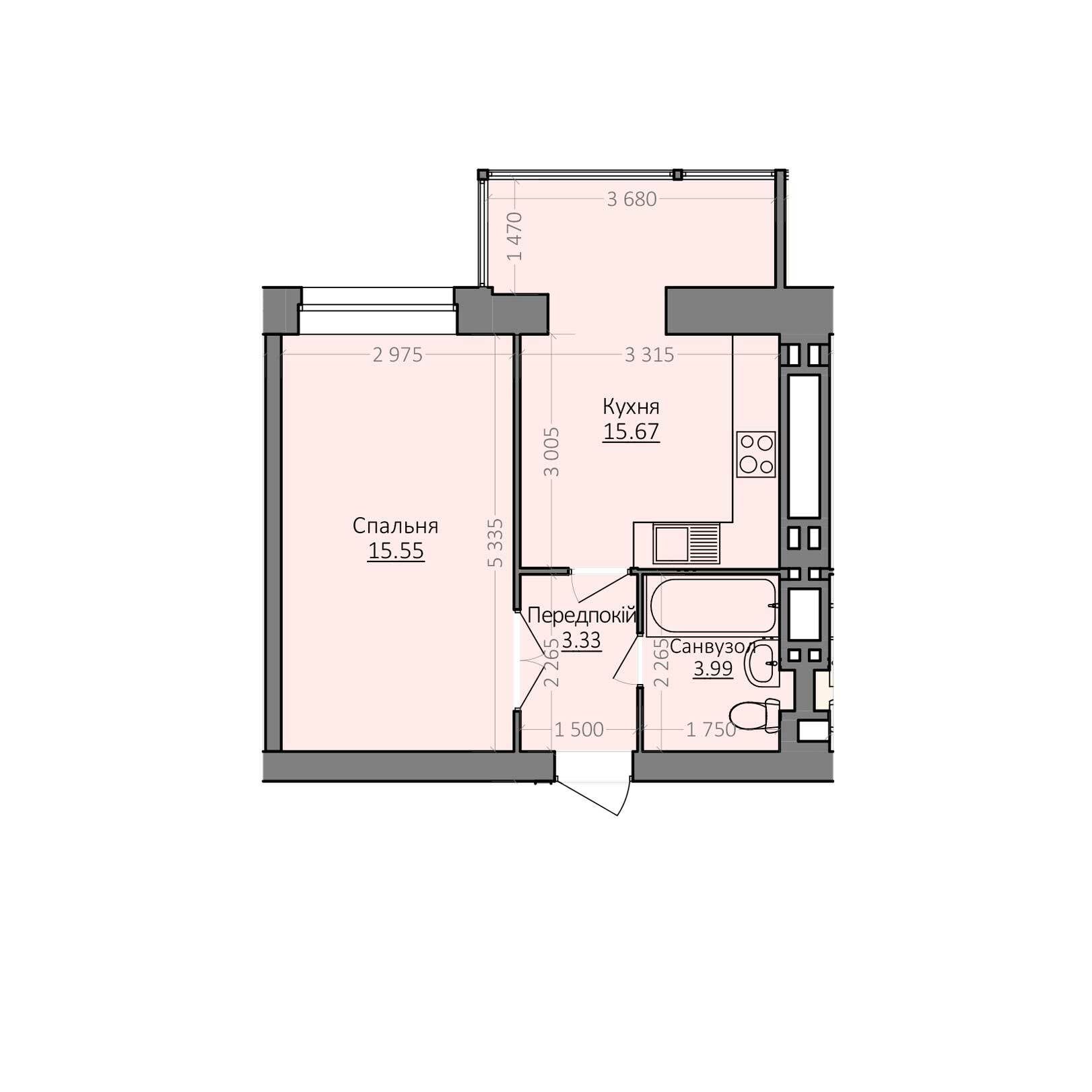 1-комнатная 38.54 м² в ЖК Эгоист от 11 000 грн/м², Хмельницкий