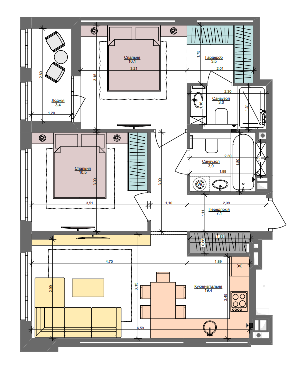 2-комнатная 60.9 м² в ЖК Файна Таун от 39 815 грн/м², Киев