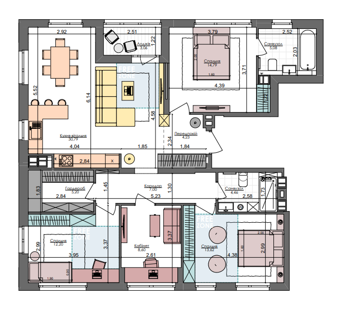 3-комнатная 109.3 м² в ЖК Файна Таун от 37 250 грн/м², Киев