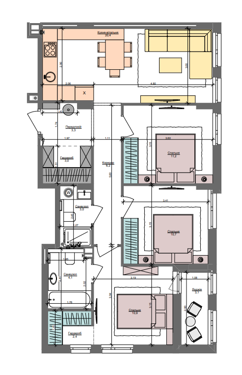 3-кімнатна 78.3 м² в ЖК Файна Таун від 40 850 грн/м², Київ