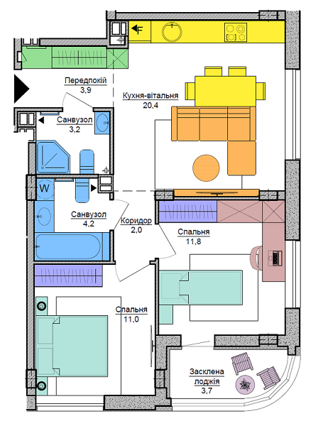 2-комнатная 60.2 м² в ЖК Respublika от 42 486 грн/м², Киев