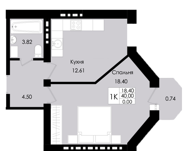 1-кімнатна 40 м² в ЖК Французький дім (Зелений Мис) від 18 700 грн/м², с. Крижанівка