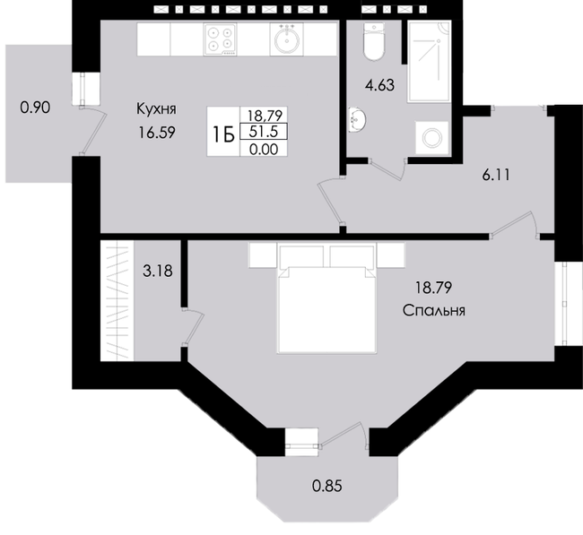 1-комнатная 51.5 м² в ЖК Французский дом (Зеленый Мыс) от 18 700 грн/м², с. Крыжановка