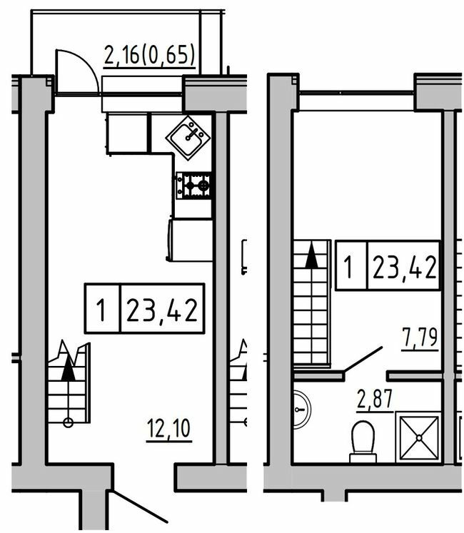 Двухуровневая 23.42 м² в ЖК KEKS от 15 200 грн/м², пгт Авангард