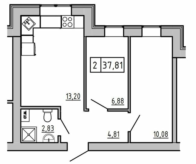 2-кімнатна 37.81 м² в ЖК KEKS від 19 650 грн/м², смт Авангард