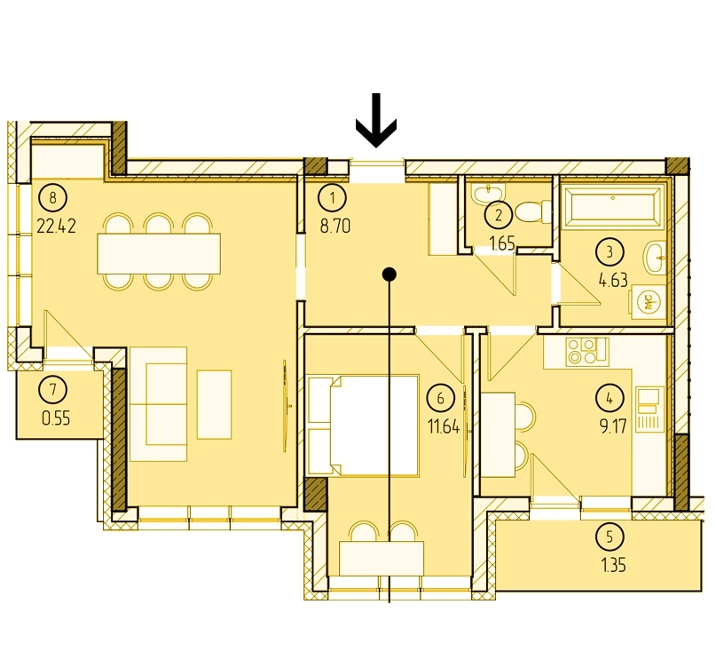 2-комнатная 60.11 м² в ЖК Престиж от 20 000 грн/м², Ужгород