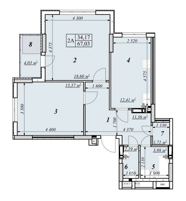 2-комнатная 67.03 м² в ЖК Звездная Башня 2 от 15 050 грн/м², г. Вышгород