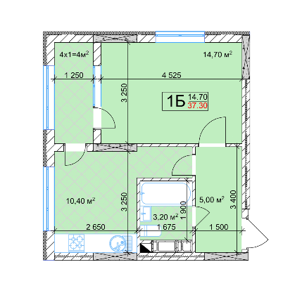 1-кімнатна 37.3 м² в ЖК Квітень від 25 000 грн/м², Київ