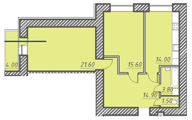 2-кімнатна 73.3 м² в ЖК Світанок від 16 650 грн/м², м. Бориспіль