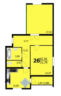 2-кімнатна 65.36 м² в ЖК Європейський від 13 500 грн/м², Хмельницький