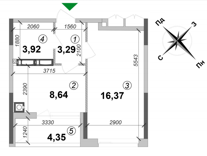 1-комнатная 36.57 м² в ЖК Оптимісто от 21 000 грн/м², с. Гатное