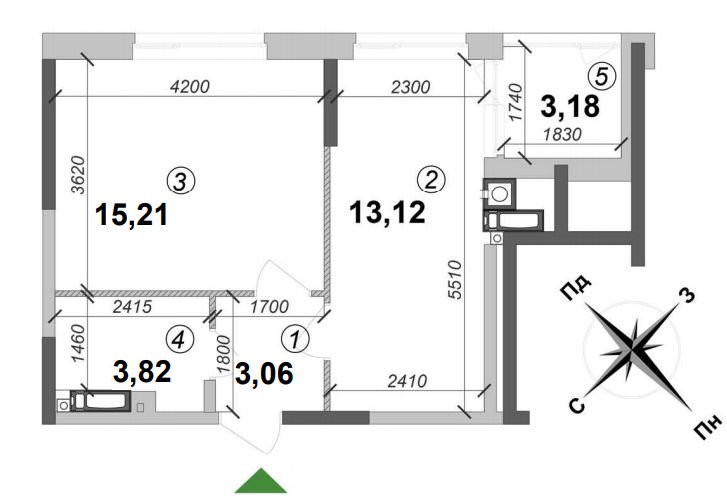 2-комнатная 66.48 м² в ЖК Оптимісто от 18 500 грн/м², с. Гатное