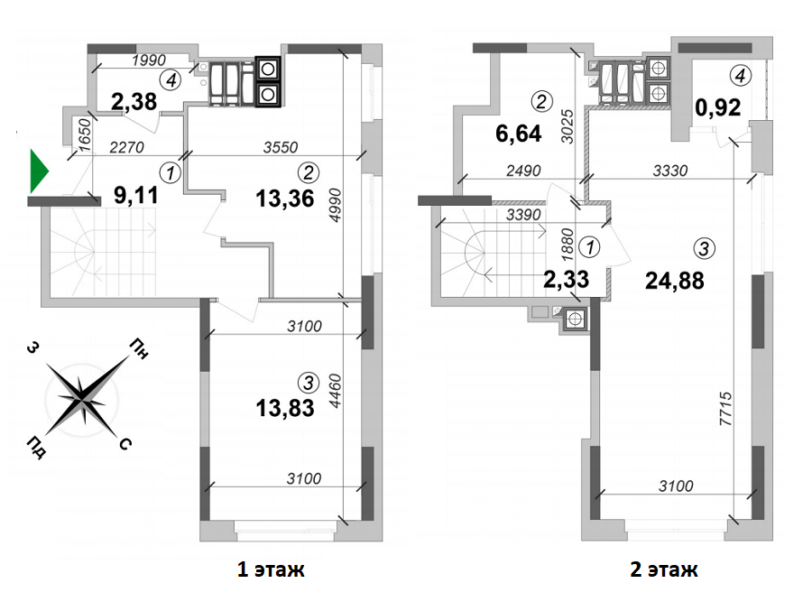 Дворівнева 73.45 м² в ЖК Оптимісто від 16 500 грн/м², с. Гатне