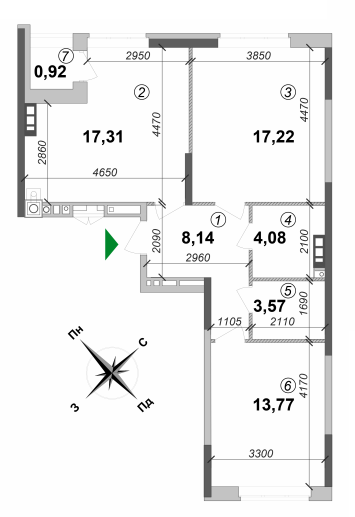 2-комнатная 65.01 м² в ЖК Оптимісто от 25 000 грн/м², с. Гатное