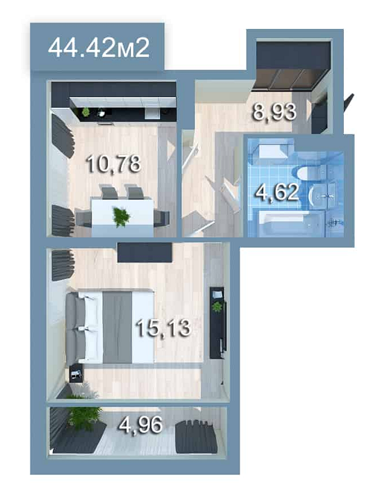 1-кімнатна 43.42 м² в ЖК Star City від 23 895 грн/м², Київ