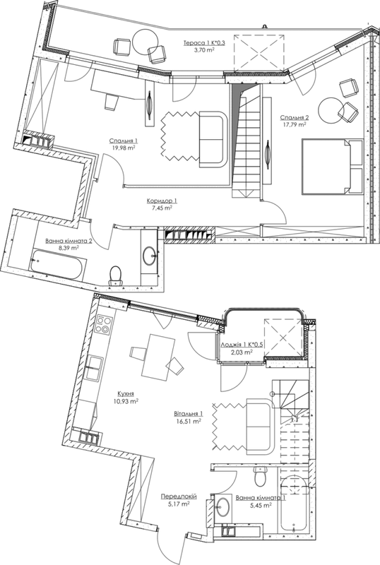 Дворівнева 97.4 м² в ЖК O2 Residence від 23 168 грн/м², Київ